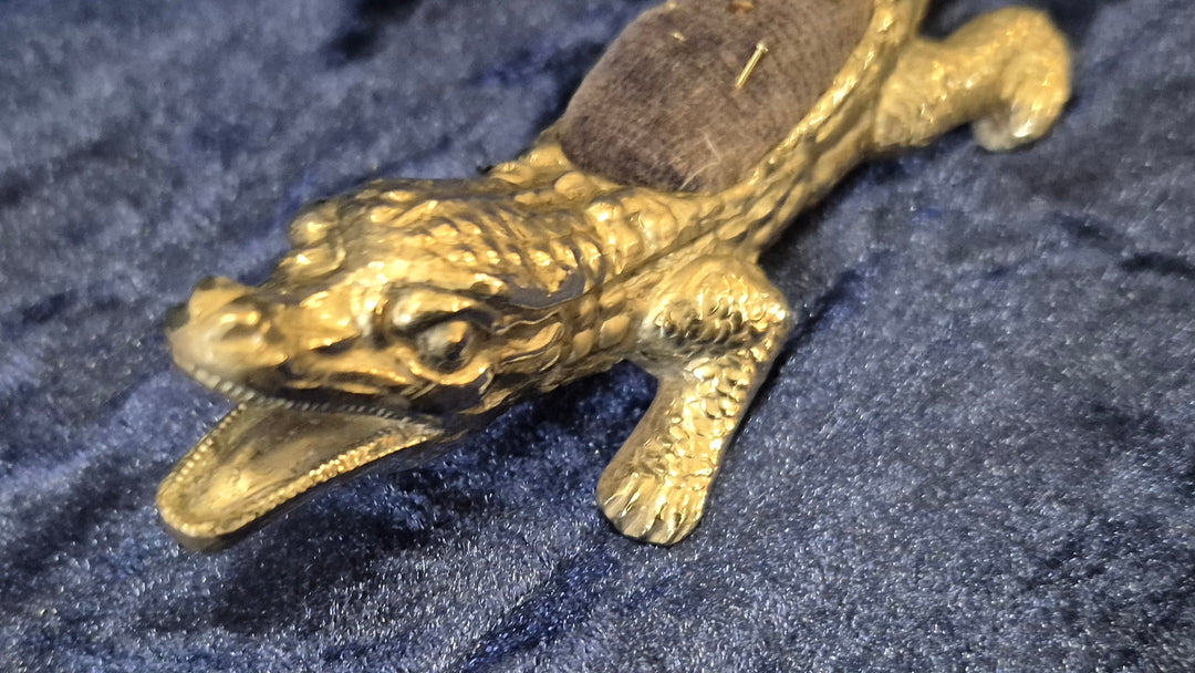 Vintage Silver Plate Crocodile Pin Cushion