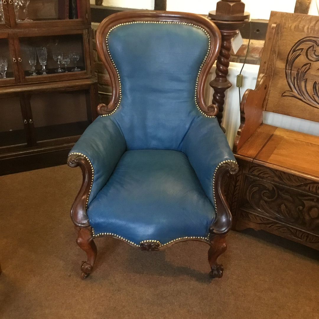 Victorian Show Frame Carved Fireside Chair