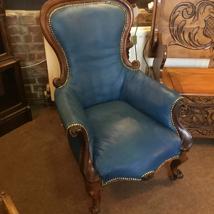 Victorian Show Frame Carved Fireside Chair